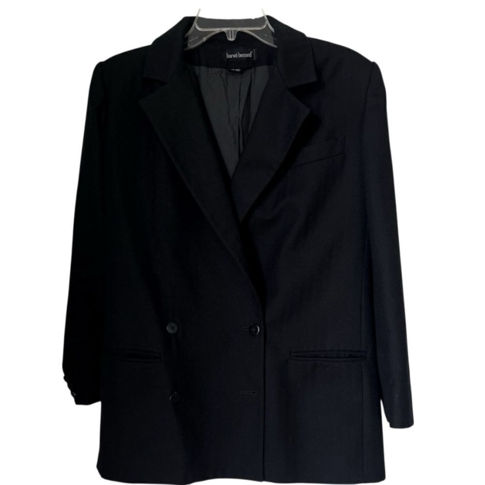 Harve Benard Classic 100% Black Double Breasted Blazer Sz 10